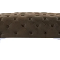 Pouf Chesterfield En Microfibre Aspect Cuir Vieilli EDWINA -Promos Chesteris Boutique pouf 9759457