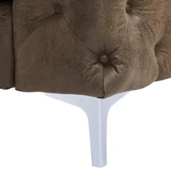 Pouf Chesterfield En Microfibre Aspect Cuir Vieilli EDWINA -Promos Chesteris Boutique pouf 9759473