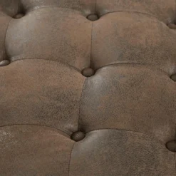 Pouf Chesterfield En Microfibre Aspect Cuir Vieilli EDWINA -Promos Chesteris Boutique pouf 9759523