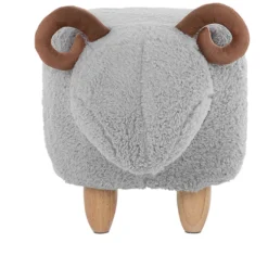 Tabouret Enfant En Tissu Peluche Gris LAMB -Promos Chesteris Boutique tabouret bas 11855809