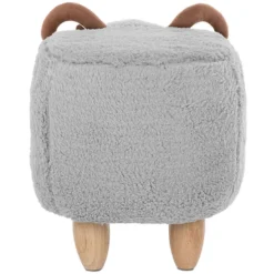 Tabouret Enfant En Tissu Peluche Gris LAMB -Promos Chesteris Boutique tabouret bas 11855811