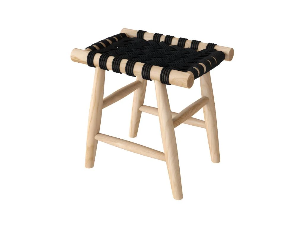 Tabouret Tressé Noir Kira 1 Tabouret Tressé Noir Kira