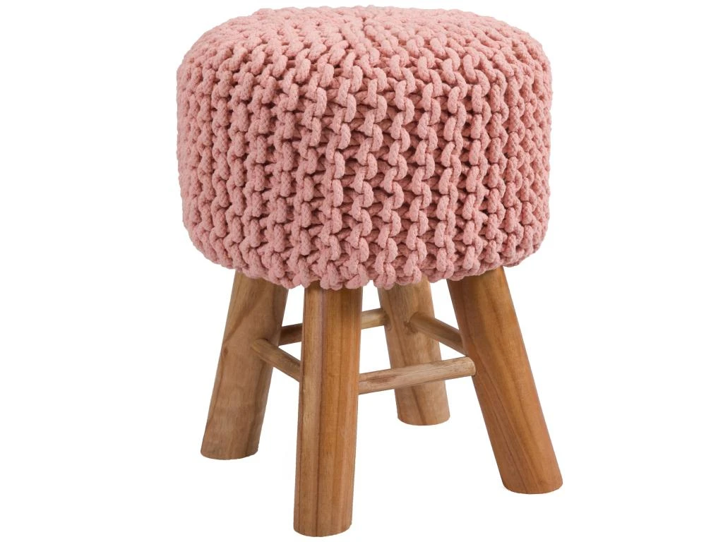 Petit Tabouret Tricot Lisa Rose Poudré 1 Petit Tabouret Tricot Lisa Rose Poudré
