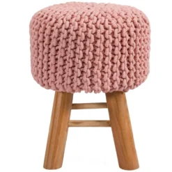 Petit Tabouret Tricot Lisa Rose Poudré 9 Petit Tabouret Tricot Lisa Rose Poudré -Promos Chesteris Boutique tabouret bas 13004025