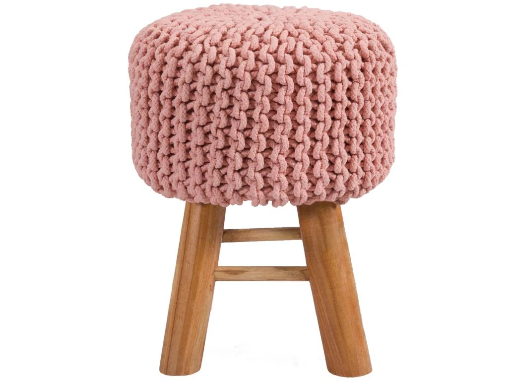 Petit Tabouret Tricot Lisa Rose Poudré 4 Petit Tabouret Tricot Lisa Rose Poudré – Image 4