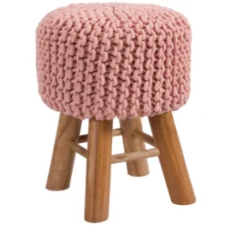 Petit Tabouret Tricot Lisa Rose Poudré 11 Petit Tabouret Tricot Lisa Rose Poudré -Promos Chesteris Boutique tabouret bas 13004029