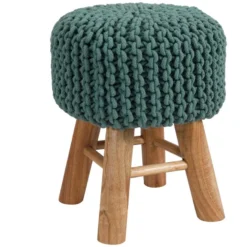 Petit Tabouret Tricot Lisa Vert Céladon