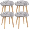 4x Tabourets De Tissus Tricotado, Couleur Jaune. 39x39x43