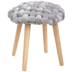 4x Tabourets De Tissus Tricotado, Couleur Jaune. 39x39x43 -Promos Chesteris Boutique tabouret bas 13083841