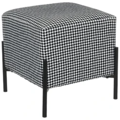 Tabouret D'appoint Noir & Blanc Et Pieds En Métal H 41 Cm