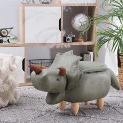 Tabouret Enfant En Tissu Vert Foncé TRICERATOPS