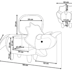 Tabouret Enfant En Tissu Vert Foncé TRICERATOPS -Promos Chesteris Boutique tabouret bas 13669175