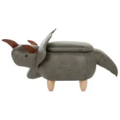 Tabouret Enfant En Tissu Vert Foncé TRICERATOPS -Promos Chesteris Boutique tabouret bas 13669177