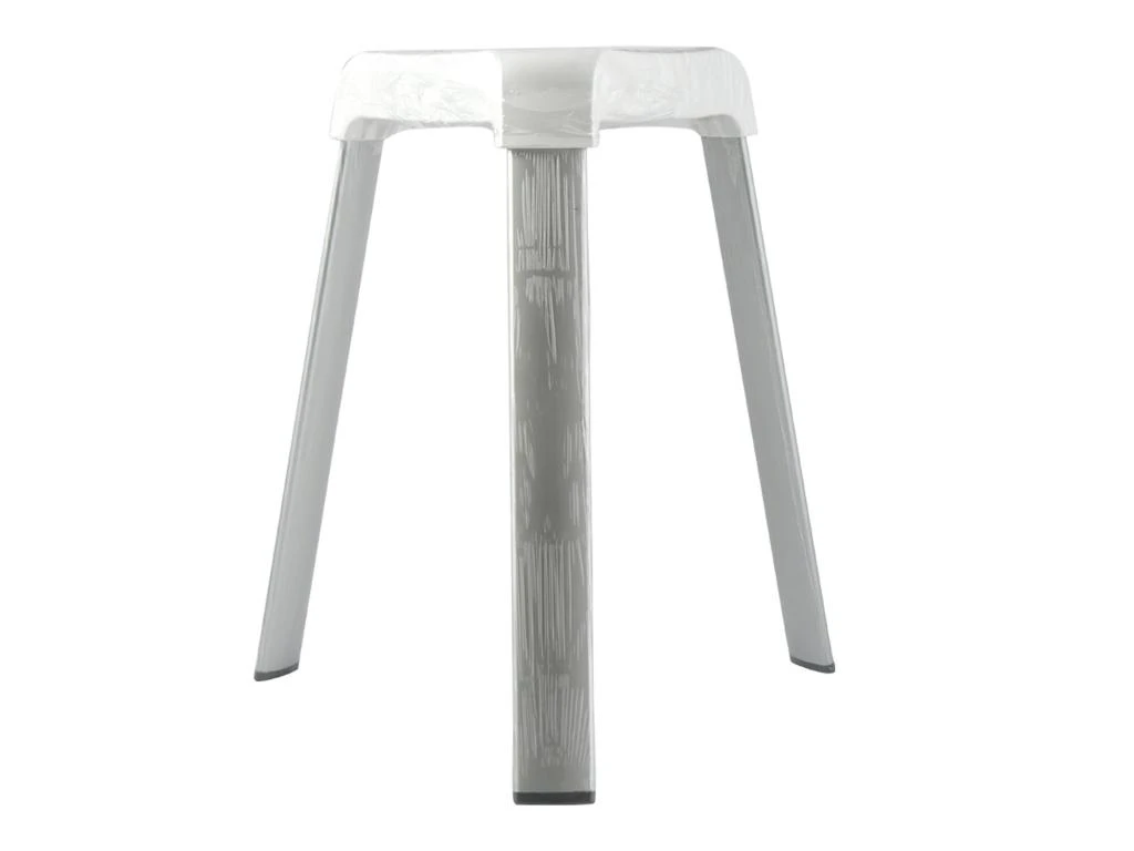 TABOURET BLANC PIEDS ALU ANTI-DERAPANT 1 TABOURET BLANC PIEDS ALU ANTI-DERAPANT