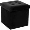 Pouf Pliant En Velours Noir 38x38x38cm