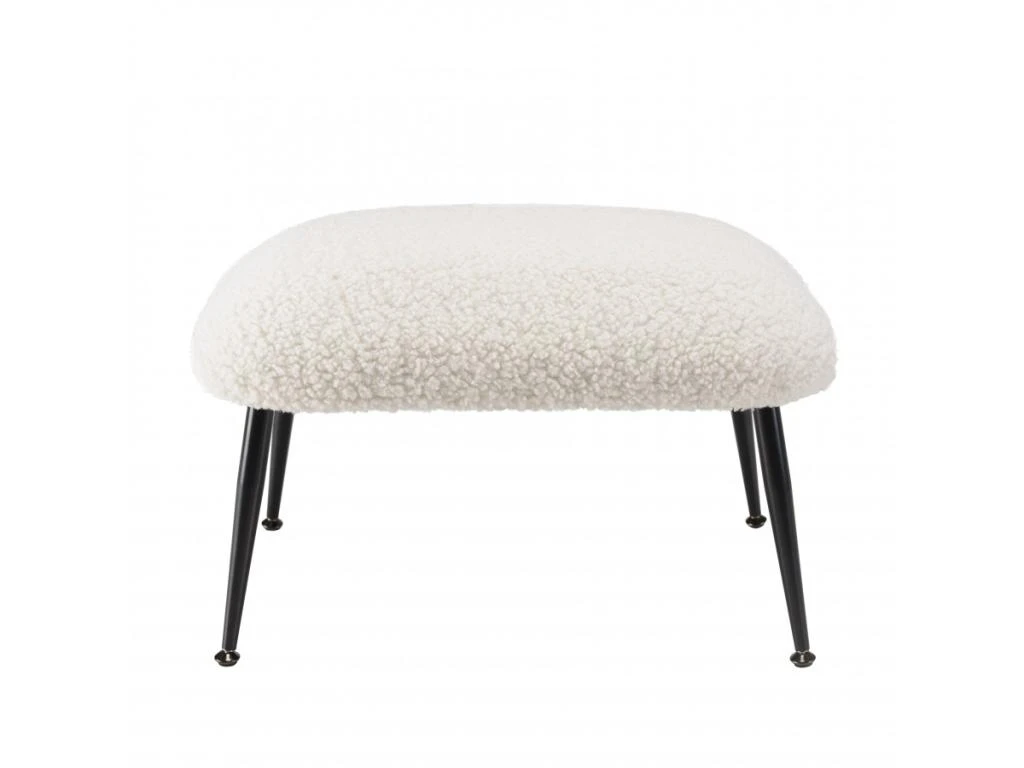 ALBANE - Tabouret Cosy Tissu Bouclette Blanc Pieds Métal Noir 4 ALBANE - Tabouret Cosy Tissu Bouclette Blanc Pieds Métal Noir – Image 4