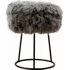 Promos Chesteris Boutique 26 Tabouret Métal En Peau De Mouton