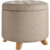 Tabouret Siège Pouf Avec Coffre De Rangement Capitonné 44,5 Cm Beige 08_0000291