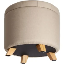Tabouret Siège Pouf Avec Coffre De Rangement Capitonné 44,5 Cm Beige 08_0000291 -Promos Chesteris Boutique tabouret bas 15859561