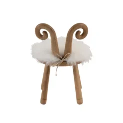 Tabouret Bois Naturel/Oreilles Mouton - TITINE -Promos Chesteris Boutique tabouret bas 17630933