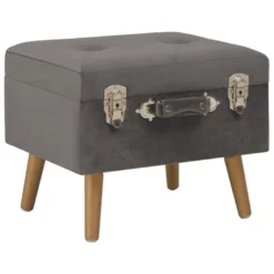 Tabouret De Rangement 40 Cm Velours Gris 02_0010969