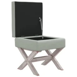Tabouret De Rangement 45 X 45 X 49 Cm Velours Gris Clair 02_0011025 -Promos Chesteris Boutique tabouret bas 19159885