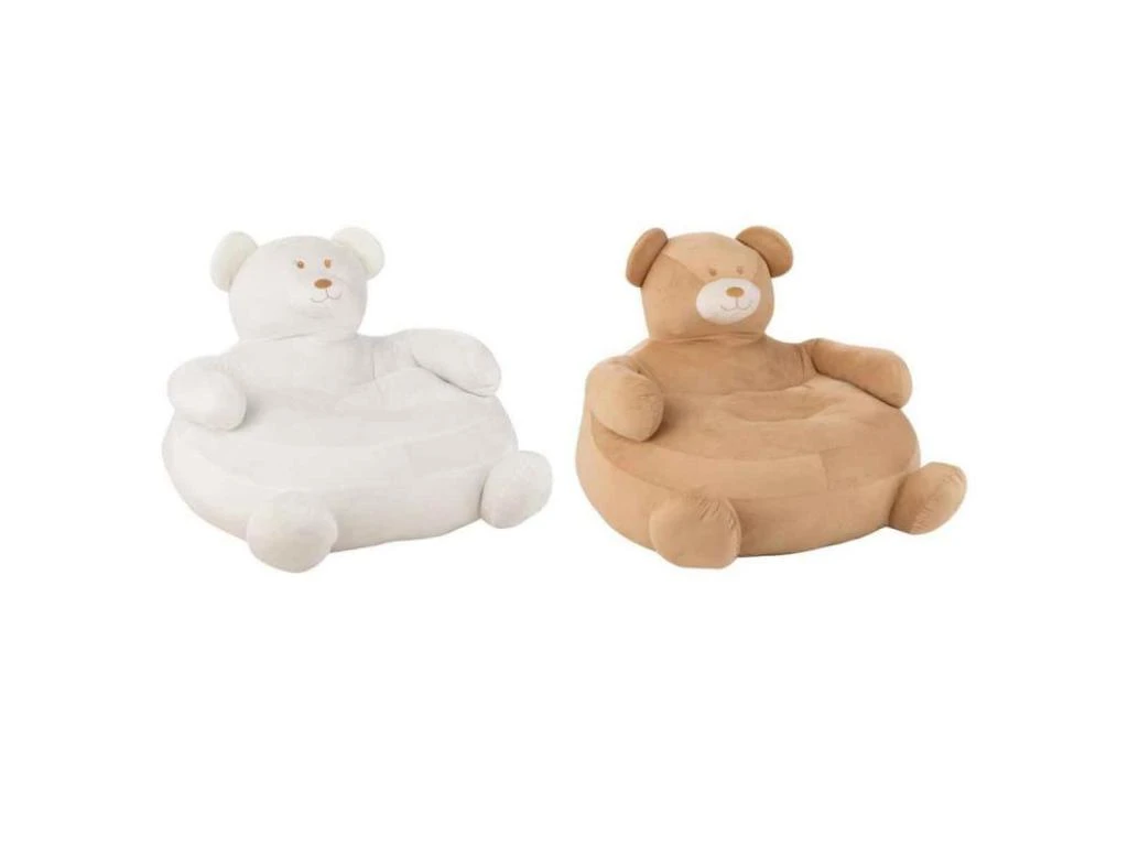 Lot De 2 Fauteuils Enfant "Ours" 70cm Blanc & Beige 1 Lot De 2 Fauteuils Enfant "Ours" 70cm Blanc & Beige