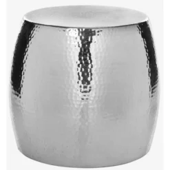 Tabouret Métal En Argent, 39 X 39 X 40.13 Cm
