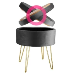 Tabouret Siège Pouf Avec Coffre De Rangement Table Basse Aspect Velours Gris 08_0000303 -Promos Chesteris Boutique tabouret bas 21022223