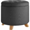Tabouret Siège Pouf Avec Coffre De Rangement Capitonné 44,5 Cm Gris 08_0000289