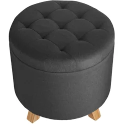Tabouret Siège Pouf Avec Coffre De Rangement Capitonné 44,5 Cm Gris 08_0000289 -Promos Chesteris Boutique tabouret bas 21022233