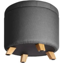 Tabouret Siège Pouf Avec Coffre De Rangement Capitonné 44,5 Cm Gris 08_0000289 -Promos Chesteris Boutique tabouret bas 21022235