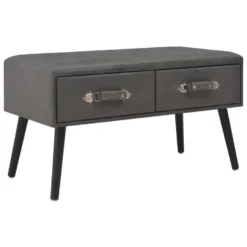 Banc Banquette Avec Tiroirs 80 Cm Similicuir Gris 02_0010812