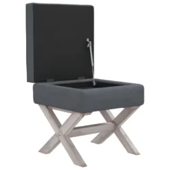 Tabouret De Rangement 45 X 45 X 49 Cm Velours Gris Foncé 02_0010869