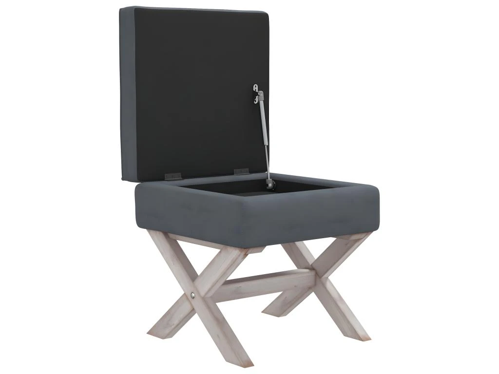 Tabouret De Rangement 45 X 45 X 49 Cm Velours Gris Foncé 02_0010869 1 Tabouret De Rangement 45 X 45 X 49 Cm Velours Gris Foncé 02_0010869