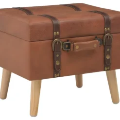 Tabouret De Rangement 40 Cm Brun Roux Similicuir 02_0010721