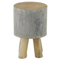 Tabouret En Bois Et Métal Bidon Rond - Noldor