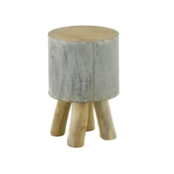 Tabouret En Bois Et Métal Bidon Rond - Noldor -Promos Chesteris Boutique tabouret bas 22134609