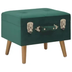 Tabouret Banquette De Rangement 40 Cm Vert Velours 02_0010968
