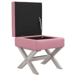 Tabouret De Rangement 45 X 45 X 49 Cm Velours Rose 02_0010936 -Promos Chesteris Boutique tabouret bas 22719489
