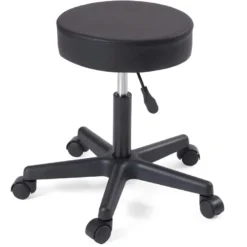 KAYELLES Tabouret à Roulettes Pivotant Hauteur Réglable YÉ (Noir)