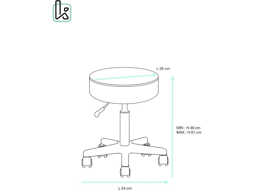 KAYELLES Tabouret à Roulettes Pivotant Hauteur Réglable YÉ (Noir) 5 KAYELLES Tabouret à Roulettes Pivotant Hauteur Réglable YÉ (Noir) – Image 5