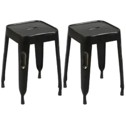 TOLGA - Lot De 2 Tabourets Noirs