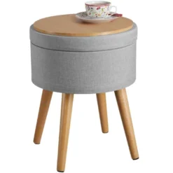Tabouret Siège Pouf Avec Coffre De Rangement Table Basse Gris 08_0000311 -Promos Chesteris Boutique tabouret 9136479
