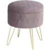 Tabouret Rembourré Avec Espace De Rangement En Velours Rond Rose 19_0000222