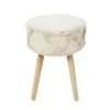 SKULLY - Tabouret Scandinave Beige Motifs Imitation Fourrure