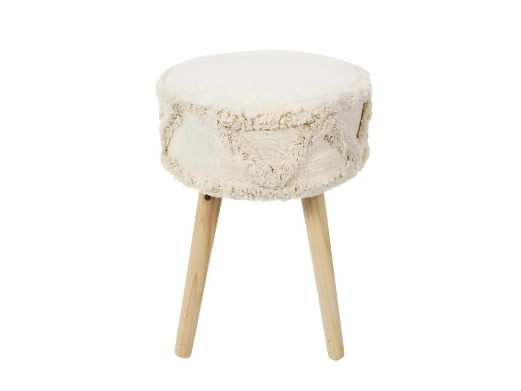 SKULLY - Tabouret Scandinave Beige Motifs Imitation Fourrure 1 SKULLY - Tabouret Scandinave Beige Motifs Imitation Fourrure