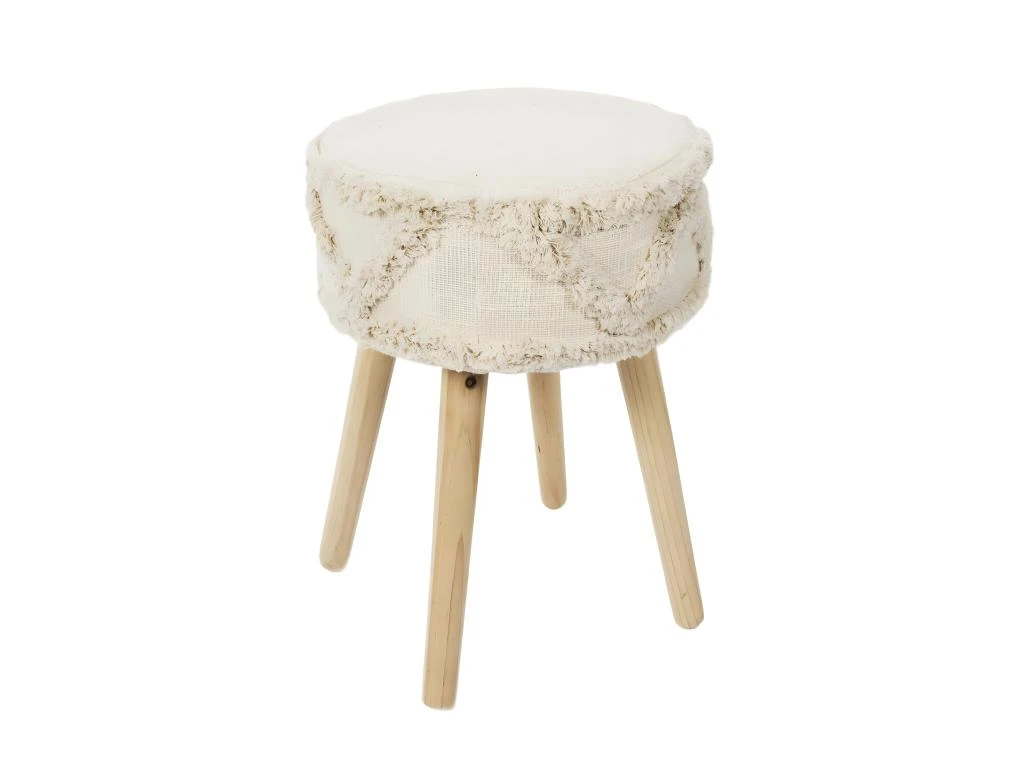 SKULLY - Tabouret Scandinave Beige Motifs Imitation Fourrure 2 SKULLY - Tabouret Scandinave Beige Motifs Imitation Fourrure – Image 2