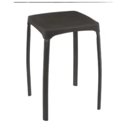 Tabouret Noir Charbon En Métal Et Polypropylène H 46 Cm